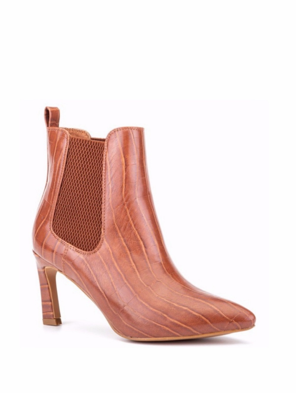 NEW OLIVIA MILLER Stay Sweet Vegan Croc Embossed Boot 6.5 Brown
